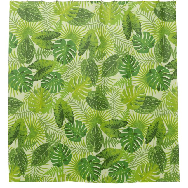 Rideau de douche vert feuille de palme (Devant)