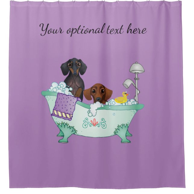 Rideau de douche violet Dachshund (Devant)