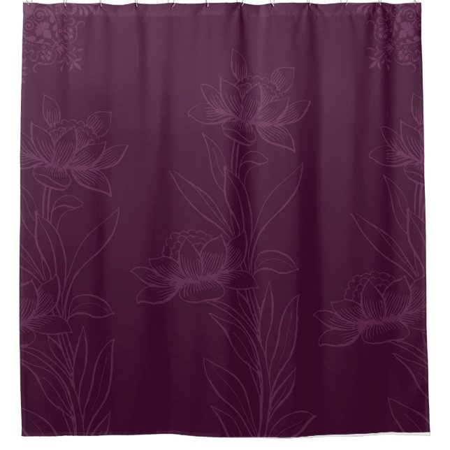 Rideau de douche violet moderne victorien Floral (Devant)