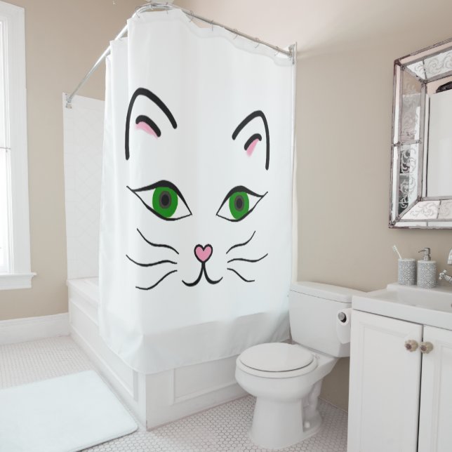 Rideau de douche - Visage Kitty (En situation)