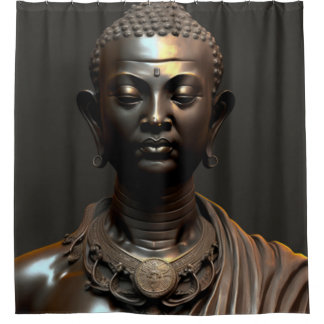 Rideau de douche Zen Black Bouddha