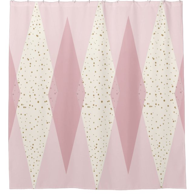 Rideau en douche à motifs de losanges rose moderne (Devant)