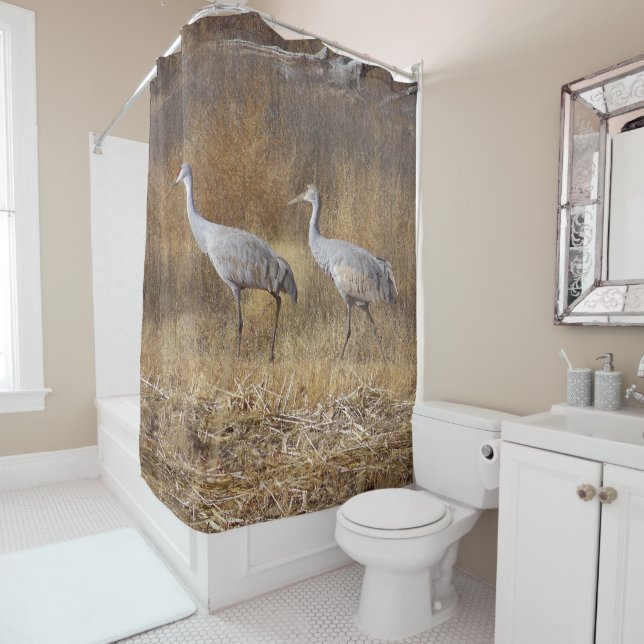 Rideau en douche animal de faune d'oiseau de grue (En situation)