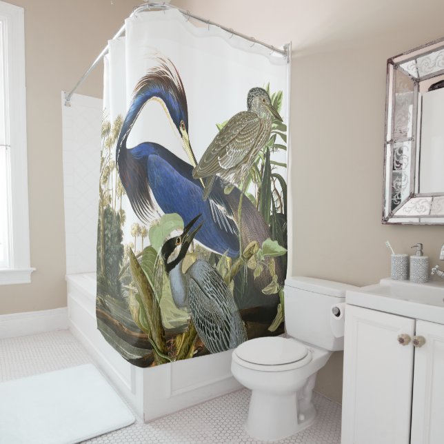 Rideau en douche animal de hérons d'Audubon et (En situation)