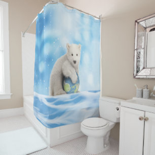 Rideau en douche arctique du monde d'ours blanc