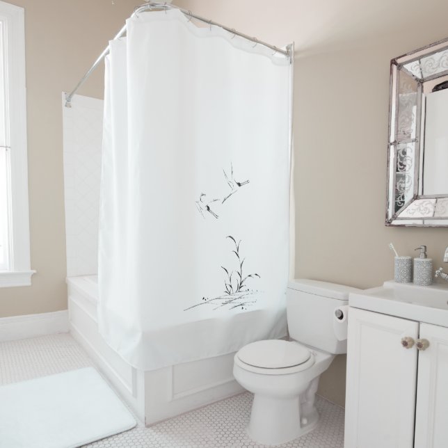 Rideau en douche asiatique de faune en bambou (En situation)