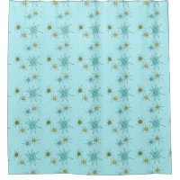 Rideau en douche atomique bleu de Starbursts des