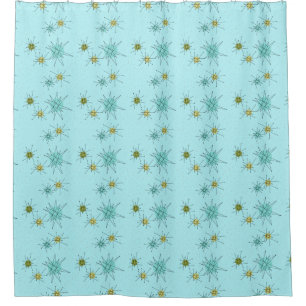 Rideau en douche atomique bleu de Starbursts des