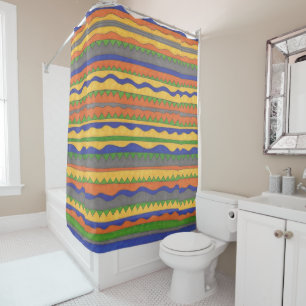 Rideau en douche audacieux de motif tribal aztèqu