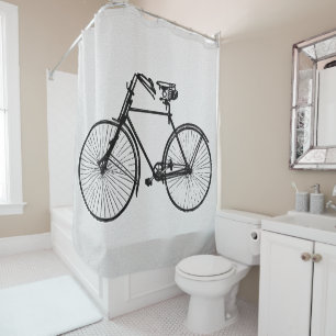 rideau en douche blanc de bicyclette noire de vél