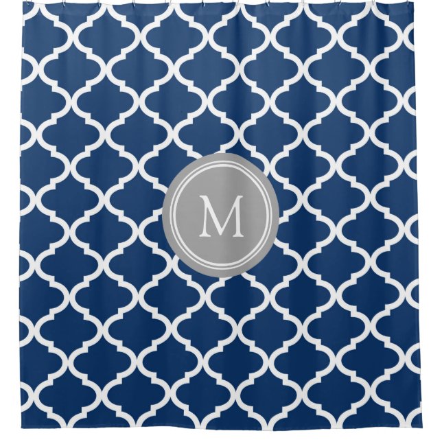 Rideau en douche blanc de monogramme de Quatrefoil (Devant)