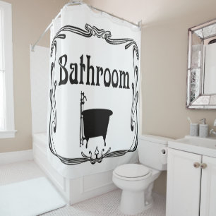 Rideau en douche blanc de noir de baignoire de