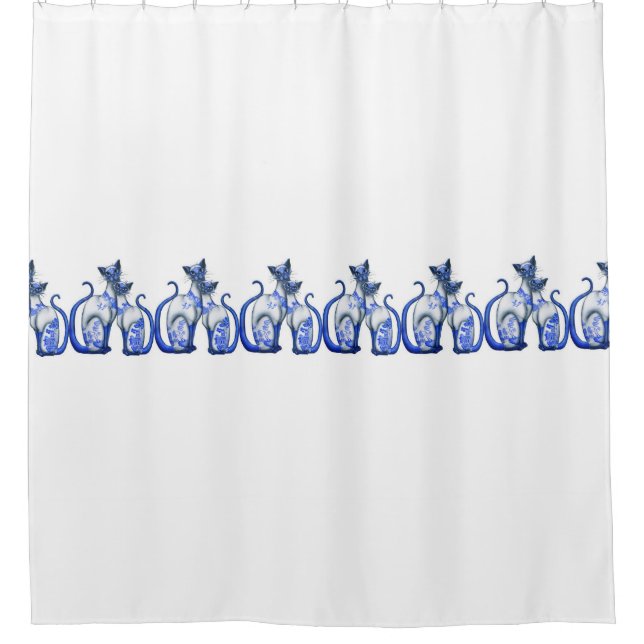 Rideau en douche bleu de chats siamois de saule (Devant)