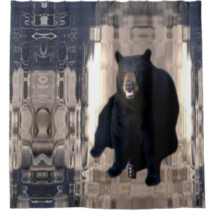 Rideau en douche bleu fumeux d'ours de montagne