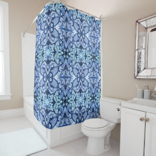 Rideau en douche bleu victorien de motif