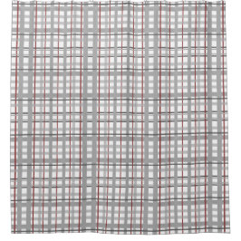 Rideau en douche Checkered de plaid blanc gris de