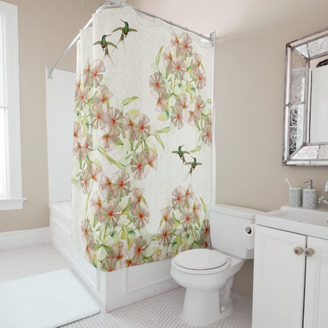 Rideau en douche d'animaux de fleurs d'oiseaux de (En situation)