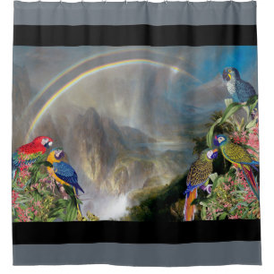 Rideau en douche de cascade de jungle d'oiseau de