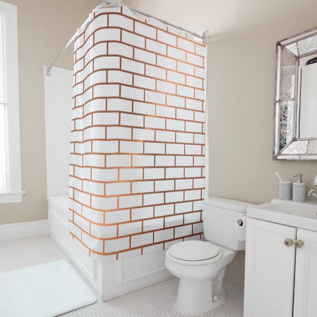 Rideau en douche de cuivre de motif de tuile de (En situation)