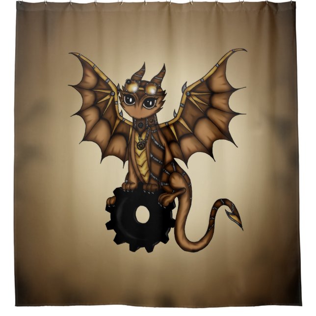 rideau en douche de dragon de steampunk (Devant)