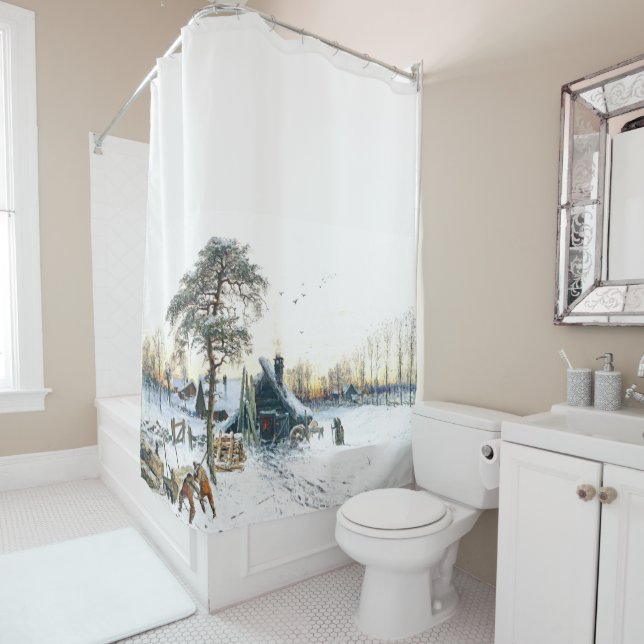Rideau en douche de famille de cabine de pays de (En situation)