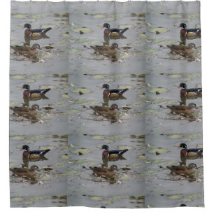 Rideau en douche de nature de canards en bois