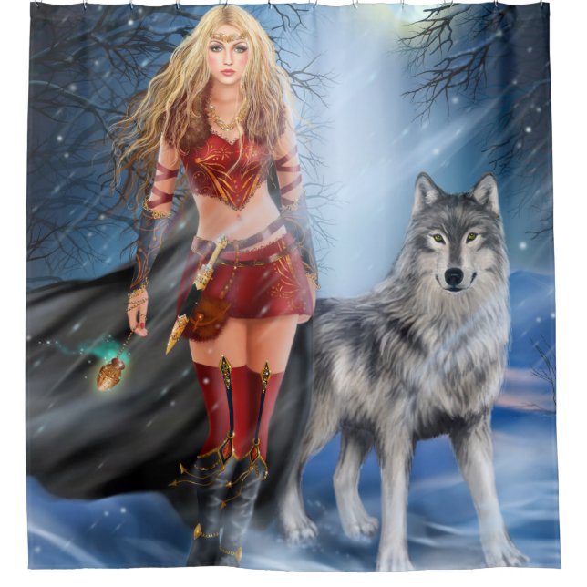 Rideau en douche de princesse et de loup de (Devant)