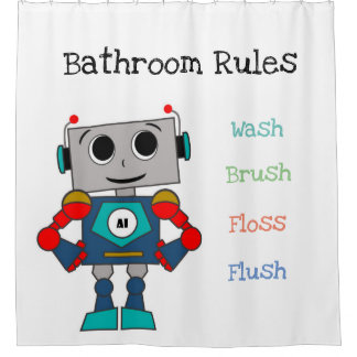 Rideau en douche de robot avec des règles de salle