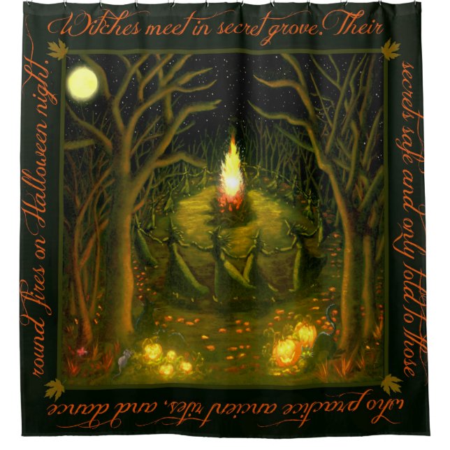 Rideau en douche de sorcières de Halloween (Devant)