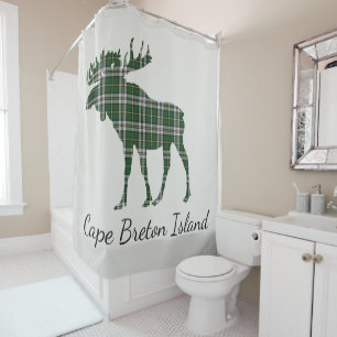 Rideau en douche de tartan d'orignaux de l'Île du