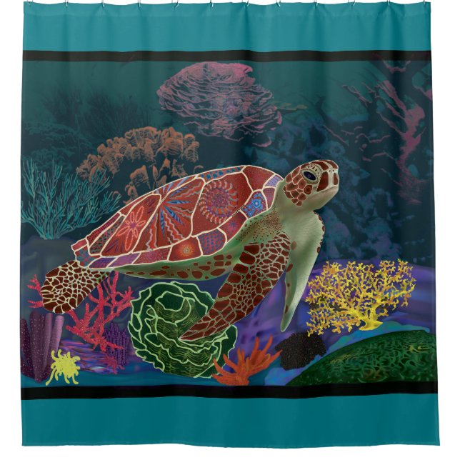 Rideau en douche de tortue de mer (Devant)