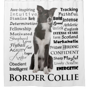 Rideau en douche de traits de border collie
