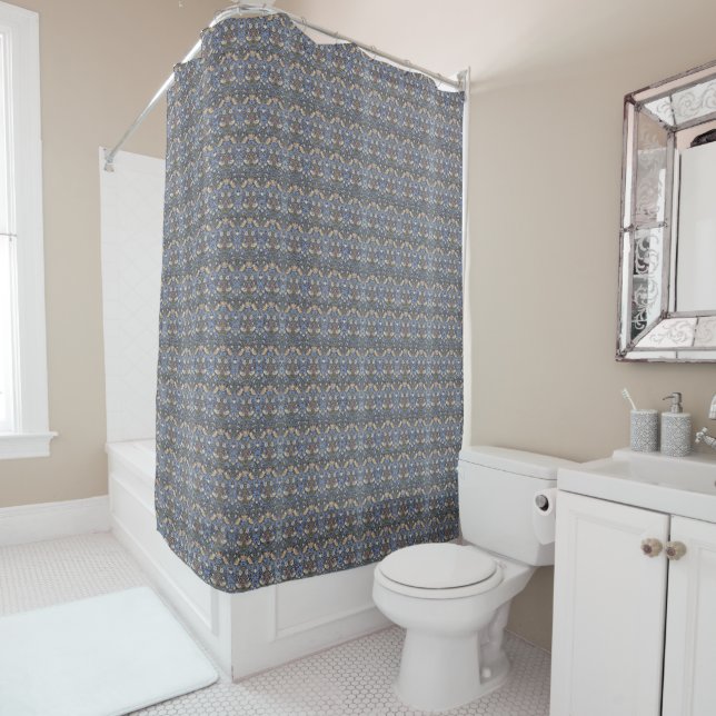 Rideau en douche de William Morris d'oiseaux et de (En situation)