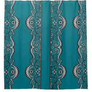 rideau en douche élégant turquoise de panneau noir