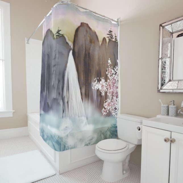 Rideau en douche fait sur commande de cascade (En situation)