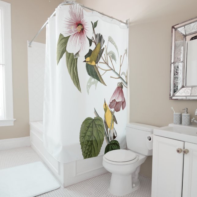 Rideau en douche floral animal d'oiseaux de (En situation)