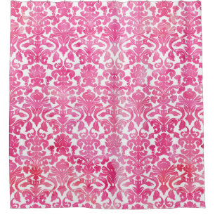 Rideau en douche fuchsia de damassé d'aquarelle d