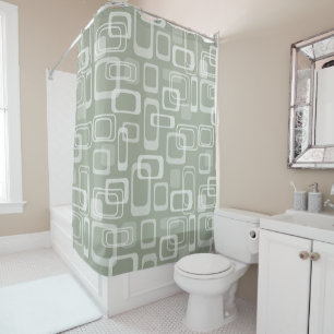 Rideau en douche gris de motif de mod 60s de cru