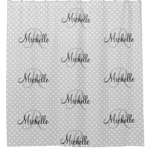 Rideau en douche gris personnalisé de polkadot de