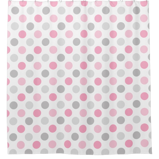 Rideau en douche gris rose de pois (Devant)