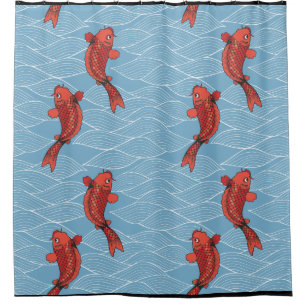 Rideau en douche JAPONAIS de POISSONS de KOI