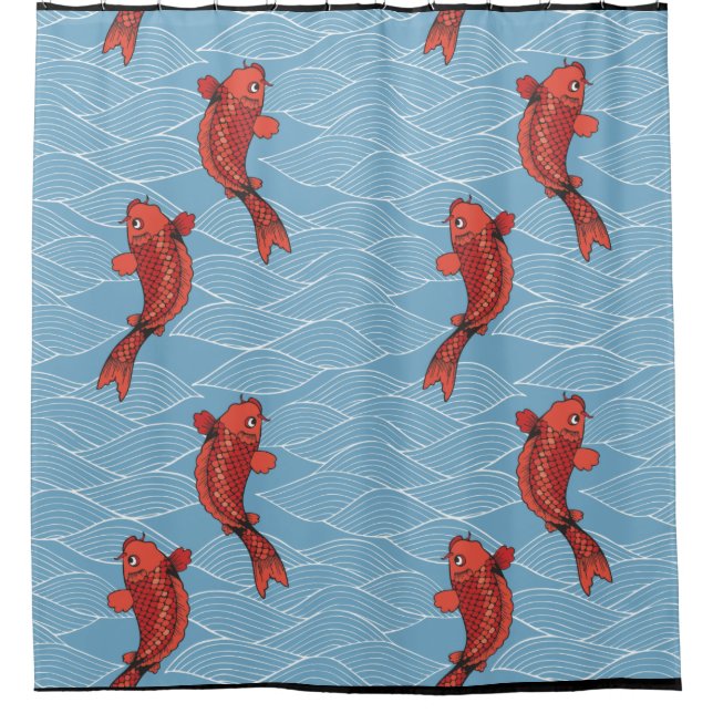 Rideau en douche JAPONAIS de POISSONS de KOI (Devant)