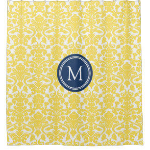 Rideau en douche jaune de monogramme de marine de