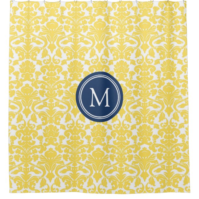 Rideau en douche jaune de monogramme de marine de (Devant)
