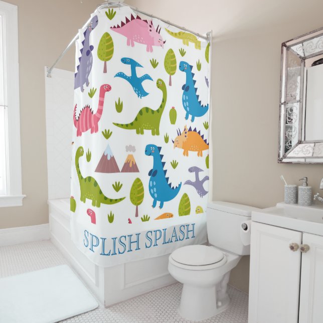 Rideau en douche mignon de Dinosuars (En situation)