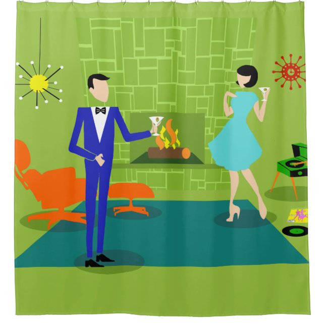 Rideau en douche moderne de couples de la moitié (Devant)