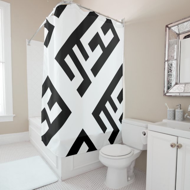 Rideau en douche noir et blanc moderne 2 (En situation)