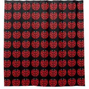 Rideau en douche noir et rouge de coccinelle