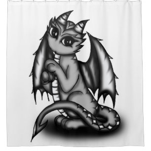 rideau en douche noir mignon de dragon