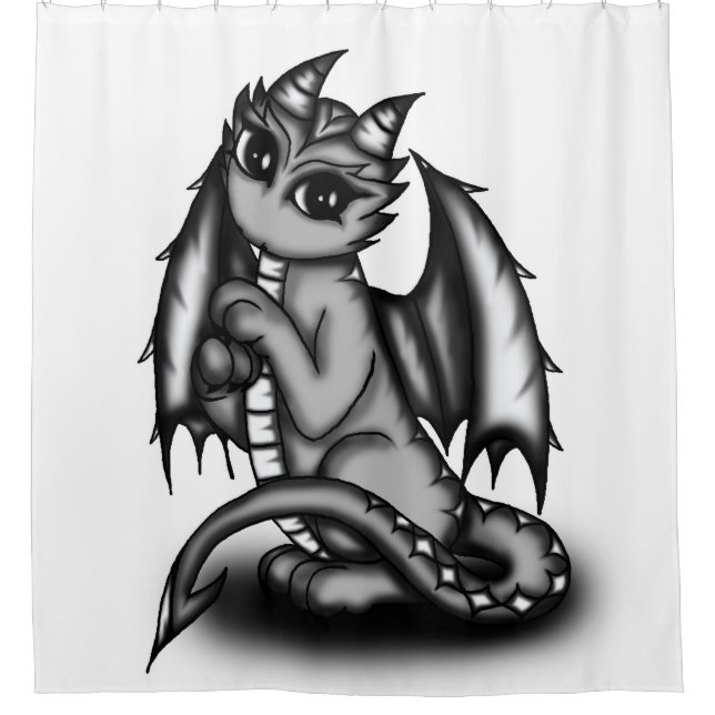 rideau en douche noir mignon de dragon (Devant)
